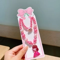 Conjunto de collar y pulsera de perlas rosas para niñas con colgante de princesa de dibujos - Estilo de Figura de Princesa con Cuentas Rosas (2#公主)