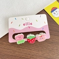 Lot de mini barrettes en acrylique avec fleur rose, fraise et lapin pour filles - 8-Fleur Mignonne