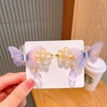Kinder Hanfu Haarspangen mit lila Netz-Schmetterling und gelben Blumen-Fransenanhängern - 12# Großer lila Schmetterling