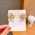 Blauwe vlinder haarspeldjes met gouden basis en parels voor meisjes Hanfu-stijl - 15# Blauwe Vierbladige Bloem