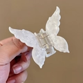 Elegante molletta per capelli a farfalla in acetato bianco con molla dorata - Marmo Bianco Perla (3-Bianco Perla)
