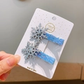 Fermagli per capelli a fiocco di neve glitterati blu in pelle PU per bambine - Clip BB Fiocco di Neve / Fiocco di Neve Blu (6#)