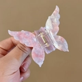 Pink and white marble acetate butterfly hair claw clip with golden metal spring - Marble Pink Purple (6-Pink Purple)