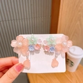 Roze en mintgroene bloemen haarspelden met kwastjes voor meisjes haaraccessoires - 24# Roze Grote & Kleine Vijf Bloemen