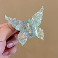 Handheld butterfly hair claw clip with mint green and lavender marble acetate finish - Marble Mint Green (2-Mint Green)