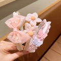 Three sweet floral girl headbands with mesh bows and lace butterfly decorations - 05# Pink Series