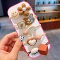 Close-up of children's elastic hair ties with brown bears, flowers, and heart charms - 3# Smile Carrot 5-Piece (3#)