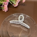 Transparent jelly shark hair clip with white streamline inlay and golden spring finish - Beige