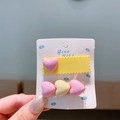 Pink and yellow candy-colored heart hair clips set on a display card for girls - Heart Yellow