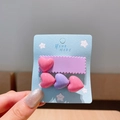 Barrettes à cheveux en résine rose et violette en forme de cœur pour fillettes - Cœur Rouge Rose Violet
