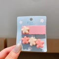 Barrettes à fleurs roses et jaunes pour filles sur carte faite à la main - Fleur Rose