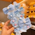 Lot de 10 barrettes à fleurs et nœuds bleu clair avec dentelle et perles pour filles - Ensemble de 10 pièces / Série Bleue