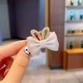 Fermaglio per capelli con fiocco rosa, orecchie di coniglio e strass per bambine - Orecchie di Coniglio Beige Grigio (4#)