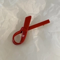 Glossy bright red acetate hair clip with modern twist knot design and gold metal clip - Burgundy