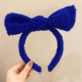 Λούτρινη στέκα μαλλιών από μαλλί αρνιού με μεγάλο φιόγκο σε έντονο μπλε Klein χρώμα - Σκούρο μπλε