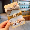 Set di 3 elastici per capelli marroni e gialli con fiocco a quadretti e fiori - 2# Fiore Sorriso