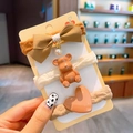 Set da 3 elastici marroni per bambina con orsetto, fiocco e cuore con perle - 4# Fiocco Orso