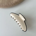 French style beige acetate hair claw clip with black edge and minimalist resin finish - Light Apricot With Black Edge
