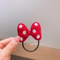 Dettaglio elastico per capelli con fiocco rosso a pois bianchi e ricamo elegante - Set di Elastici