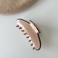 Elegant beige acetate hair claw clip with black contrast trim for hair styling - Pink with Black Edge