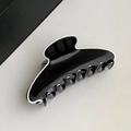 Grande pince à cheveux élégante noire avec bordure blanche contrastée de style français - Noir avec bord blanc