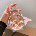 Whale-shaped blue children jewelry box with pink beads handle and cartoon accessories - Fish Tail Box-Colorful Dress Bear (36#)