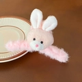 Graziosa pinza per capelli a coniglio in peluche rosa con morbida texture per donna - Coniglio Rosa