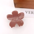Floral acetate hair claw clip in dusty pink with golden Handmade lettering for women - 5# Milk Coffee