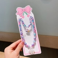 Kids mermaid jewelry set with colorful gradient pearls and a shimmering shell pendant - Shell Style (No. 5 Shell)