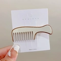Cute cream white comb hair clip with brown edges on a display card for styling - Off White Comb