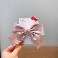 Pinza para el pelo rosa hecha a mano con lazo plisado para niñas en tela suave - Rosa