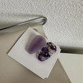 Two-piece purple acetate waterdrop hair clips set with solid and marble textures - Sku5_purple+flower Purple