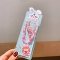 Pink cartoon rabbit girl jewelry set with bead necklace, bracelet and hair clips - Blue Girl Style