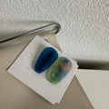Deep blue and marble pattern teardrop hair clip set on display card for women - Sku6_blue+blue-green