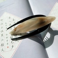 U-shaped retro acetate hair clip with amber marble texture and glossy black finish - 6# Creamy White Marble