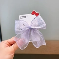 Lavender mesh bow hair clip for girls with silver sequins and star moon patterns - Purple