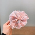 Elastico per capelli in chiffon con motivo floreale rosa e grande design a petalo - Rosa Chiaro Floreale