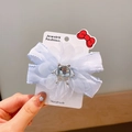 Barrette à fleurs en maille bleu clair avec couronne d'étoiles en cristal pour filles - Bleu