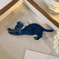 Süße dunkelblaue Katzen-Haarklammer mit Sternenhimmel-Textur und Goldakzenten - Sternenblau