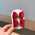 Fermagli per capelli a fiocco in velluto rosso con pois dorati per bambine - Anello per Capelli e Fermaglio a Cravatta