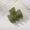 Molletta per capelli a fiocco verde scuro in acetato con scritte dorate rifinite - Verde Matcha