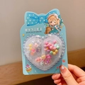Kids DIY jewelry set with colorful flower beads and heart storage box in variant colors - 1# Blue Box - Rhombus Beads
