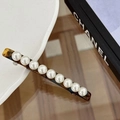 Clip de pelo clásico en acetato marrón oscuro con perlas elegantes para cola de caballo - Carey Estilo Estrecho