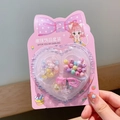 Kids DIY jewelry set with colorful floral beads in a heart-shaped box and pink cord - 3# Pink Box - Five-Pointed Star