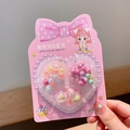 Kids DIY jewelry set with colorful acrylic flower beads in heart-shaped blister box - 5# Pink Box - Rhombus Beads