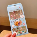 Kids press-on nail kit with cartoon rabbit patterns and colorful hair clips - Blue Rainbow Rabbit