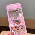 Kids pink beauty gift set featuring cartoon nail stickers, hair clips and colorful rhinestones - Pink Fruit Rabbit