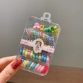 Macaron color hair tie and claw clip set for kids in a portable 4-grid organizer box - 5# Mouse Ears