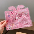 Pink cartoon princess nail art stickers with heart rings and beaded bracelets set - Dolphin Style