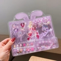 Purple themed kids nail art stickers set with cartoon rings and beaded bracelets - Small Flower